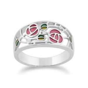 White Topaz Rennie Mackintosh Style Art Nouveau Ring