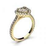 Yellow Gold Heart Halo Diamond Engagement Ring